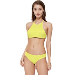 Laser Lemon Yellow	 - 	banded Triangle Bikini Set by ColorfulSwimWear