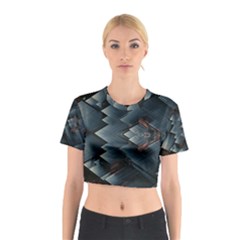 Background Pattern Geometric Glass Mirrors Cotton Crop Top by Ravend