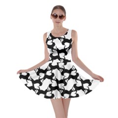 Playful Pups Black And White Pattern Skater Dress by dflcprintsclothing