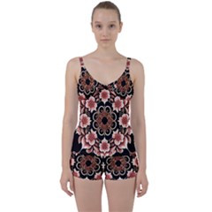 Floral Pattern Flowers Spiral Pattern Beautiful Tie Front Two Piece Tankini by Ravend