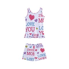 Love Mom Happy Mothers Day I Love Mom Graphic Kids  Boyleg Swimsuit by Ravend