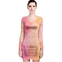 Unicorm Orange And Pink Long Sleeve Bodycon Dress by lifestyleshopee