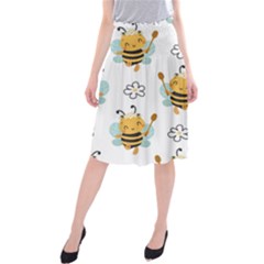 Art Bee Pattern Design Wallpaper Background Midi Beach Skirt by Ravend