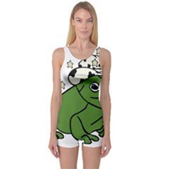 Frog With A Cowboy Hat One Piece Boyleg Swimsuit by Teevova