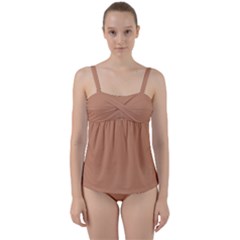 Sand Stone Brown	 - 	twist Front Tankini Set by ColorfulSwimWear