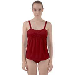 Ruby Red	 - 	twist Front Tankini Set by ColorfulSwimWear