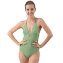 Sage Green	 - 	Halter Cut-Out One Piece Swimsuit View1