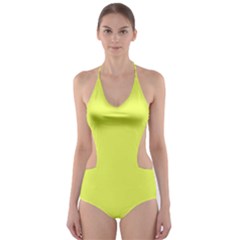 Lemon Yellow	 - 	cut-out One Piece Swimsuit by ColorfulSwimWear