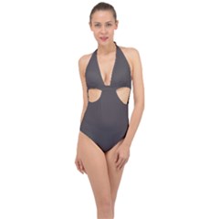 Grey Wolf	 - 	halter Front Plunge Swimsuit by ColorfulSwimWear
