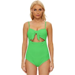 Stoplight Go Green	 - 	knot Front One-piece Swimsuit by ColorfulSwimWear