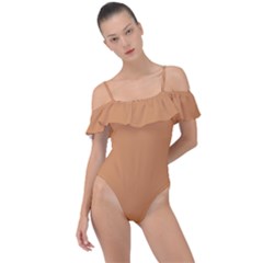 Persian Brown	 - 	frill Detail One Piece Swimsuit