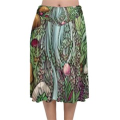 Craft Mushroom Velvet Flared Midi Skirt by GardenOfOphir