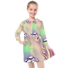 Tiny Forest Mushroom Fairy Kids  Quarter Sleeve Shirt Dress by GardenOfOphir