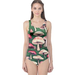 Foraging In The Mushroom Zone One Piece Swimsuit by GardenOfOphir