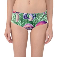 Mushroom Mid-waist Bikini Bottoms by GardenOfOphir