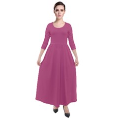 Bashful Pink	 - 	quarter Sleeve Maxi Velour Dress