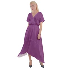 Plum Purple	 - 	cross Front Sharkbite Hem Maxi Dress by ColorfulDresses