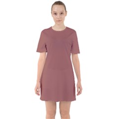 Marsala Brown	 - 	sixties Short Sleeve Mini Dress by ColorfulDresses