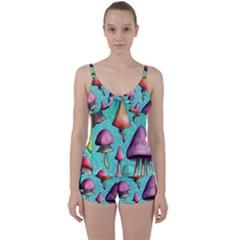 A Fantasy Tie Front Two Piece Tankini by GardenOfOphir
