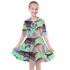 Historical Mushroom Forest Kids  All Frills Chiffon Dress by GardenOfOphir