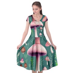Tiny Historical Mushroom Cap Sleeve Wrap Front Dress