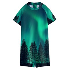 Aurora Northern Lights Phenomenon Atmosphere Sky Kids  Boyleg Half Suit Swimwear by Jancukart