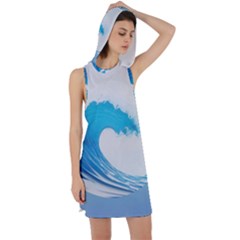 Wave Tsunami Tidal Wave Ocean Sea Water Racer Back Hoodie Dress