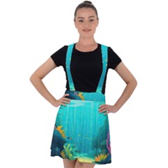 Intro Youtube Background Wallpaper Aquatic Water Velvet Suspender Skater Skirt by Pakemis