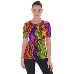 Swirls And Curls Shoulder Cut Out Short Sleeve Top