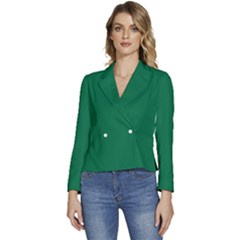 Cadmium Green	 - 	long Sleeve Revers Collar Cropped Jacket by ColorfulWomensWear