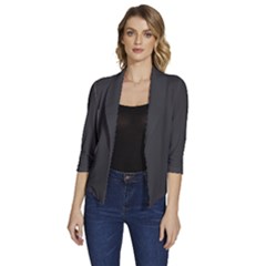 Shadow Grey	 - 	draped Front 3/4 Sleeve Shawl Collar Jacket by ColorfulWomensWear