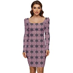 Pattern 151 Women Long Sleeve Ruched Stretch Jersey Dress by GardenOfOphir