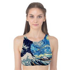 Starry Night Hokusai Vincent Van Gogh The Great Wave Off Kanagawa Tank Bikini Top by Semog4