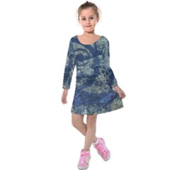 Elemental Beauty Abstract Print Kids  Long Sleeve Velvet Dress by dflcprintsclothing