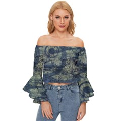 Elemental Beauty Abstract Print Off Shoulder Flutter Bell Sleeve Top by dflcprintsclothing