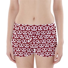 Red Pretzel Illustrations Pattern Boyleg Bikini Wrap Bottoms by GardenOfOphir