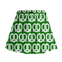 Green Pretzel Illustrations Pattern Mini Flare Skirt by GardenOfOphir