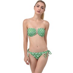 Green Pretzel Illustrations Pattern Twist Bandeau Bikini Set by GardenOfOphir