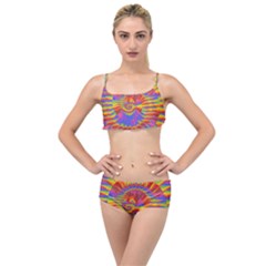 Colorful Spiral Abstract Swirl Twirl Art Pattern Layered Top Bikini Set by Jancukart