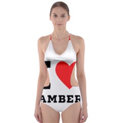 I Love Amber Cut-out One Piece Swimsuit by ilovewhateva