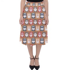 Colorful Whimsical Owl Pattern Classic Midi Skirt by GardenOfOphir