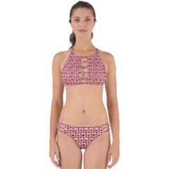 Red And White Owl Pattern Perfectly Cut Out Bikini Set by GardenOfOphir