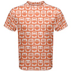 Coral And White Owl Pattern Men s Cotton Tee by GardenOfOphir