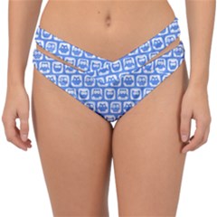 Blue And White Owl Pattern Double Strap Halter Bikini Bottoms by GardenOfOphir