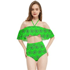 Gerbera Daisy Vector Tile Pattern Halter Flowy Bikini Set 