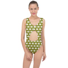 Modern Chic Vector Camera Illustration Pattern Center Cut Out Swimsuit by GardenOfOphir