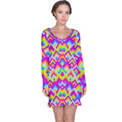Colorful Trendy Chic Modern Chevron Pattern Long Sleeve Nightdress by GardenOfOphir