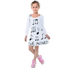 Music Is The Answer Phrase Concept Graphic Kids  Long Sleeve Velvet Dress by dflcprintsclothing