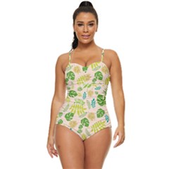 Tropical Leaf Leaves Palm Green Retro Full Coverage Swimsuit by Jancukart