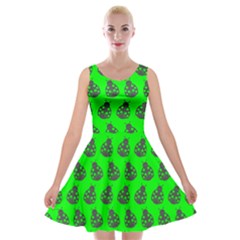 Ladybug Vector Geometric Tile Pattern Velvet Skater Dress by GardenOfOphir